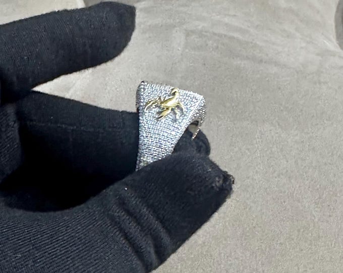 Custom Iced Out Moissanite Ring: Sterling Silver, Gold Plated Men's Statement