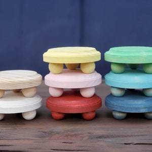 4 Inch (Mini) Limited Edition Brights Rustic Round Riser __ for Tier Tray, Farmhouse Decor, Nautical, Spring Decor, Home or Office Display