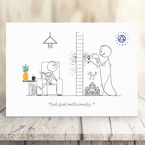 ANONIMOWI ALKOHOLICY: Karta trzeźwości wydrukowana cyfrowo, „Grant me Serenity”, składana, 7"x5". Możesz ją pobrać samodzielnie!