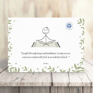 Alcooliques anonymes : carte de sobriété à impression numérique, « AA prière et méditation » 17,8 x 12,7 cm pliée, vous la téléchargez vous-même.