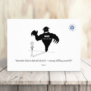 ALCOOLIQUES ANONYMES : Carte de sobriété à impression numérique, "Cunning, Baffling, Powerful", 7 "x5" pliée, vous la téléchargez vous-même !