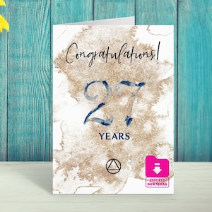 Alcooliques anonymes : impression numérique, carte d'anniversaire de sobriété, 12,7 x 17,8 cm pliée.