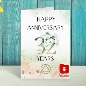 Alcooliques anonymes : impression numérique, carte d'anniversaire de sobriété, 12,7 x 17,8 cm pliée.
