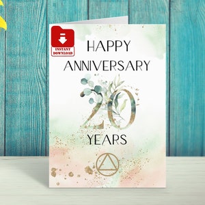 Alcooliques anonymes : impression numérique, carte d'anniversaire de sobriété, 12,7 x 17,8 cm pliée.