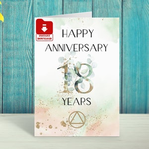 Alcooliques anonymes : impression numérique, carte d'anniversaire de sobriété, 12,7 x 17,8 cm pliée.