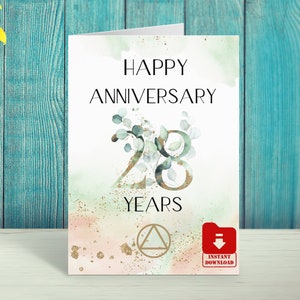 Alcooliques anonymes : impression numérique, carte d'anniversaire de sobriété, 12,7 x 17,8 cm pliée.