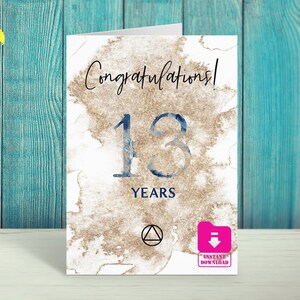 Alcooliques anonymes : impression numérique, carte d'anniversaire de sobriété, 12,7 x 17,8 cm pliée.