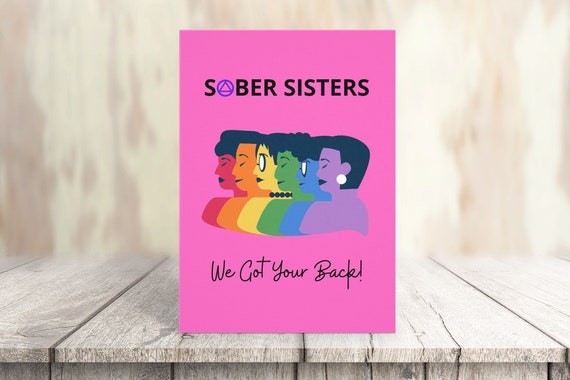 ALCOHOLICS ANONYMOUS: Digital Print Sobriety Card, Sober Sisters.