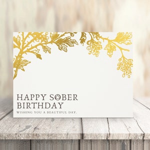 ALCOOLIQUES ANONYMES : Impression numérique, carte de sobriété Golden Branch, « Joyeux anniversaire sobre », 5"x7" pliée, vous la téléchargez vous-même !