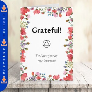 ALCOOLIQUES ANONYMES Impression numérique, 5 "x 7" Carte de voeux "Grateful!"