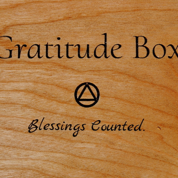 Alcoholics Anonymous: Personalized, Handmade, Cherry wood "Gratitude Box"