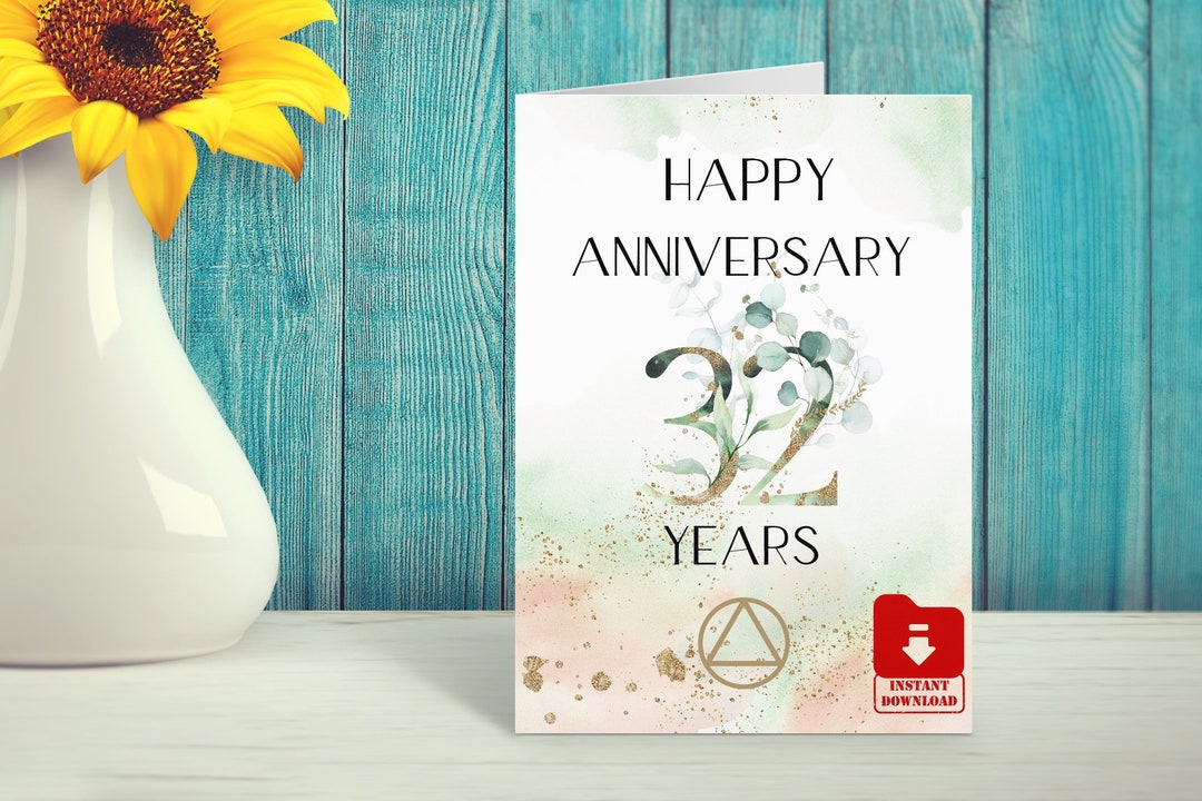 ALCOHOLICS ANONYMOUS: Digital Print, Sobriety Anniversary Card, 5"x7 ...