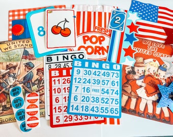 Stars and Stripes Vintage Inspired Junk Journal Mystery Kit | JOURNALING CRAFTING SUPPLIES