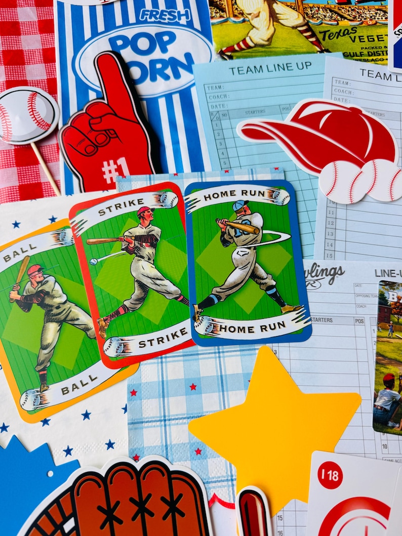 Neem me mee naar de honkbalwedstrijd - Junk Journal Kit | Americana Baseball Ephemera Pack afbeelding 8