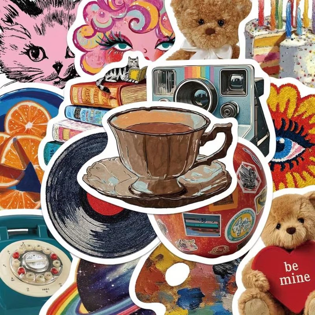 Y2k Sticker Clean Vintage Y2K Stickers | Whimsical Retro Stickers - Etsy