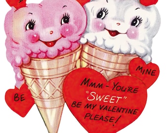 Retro Food Valentine's Day Cards | Printable Vintage Valentine's Card Bundle (Digital Download)