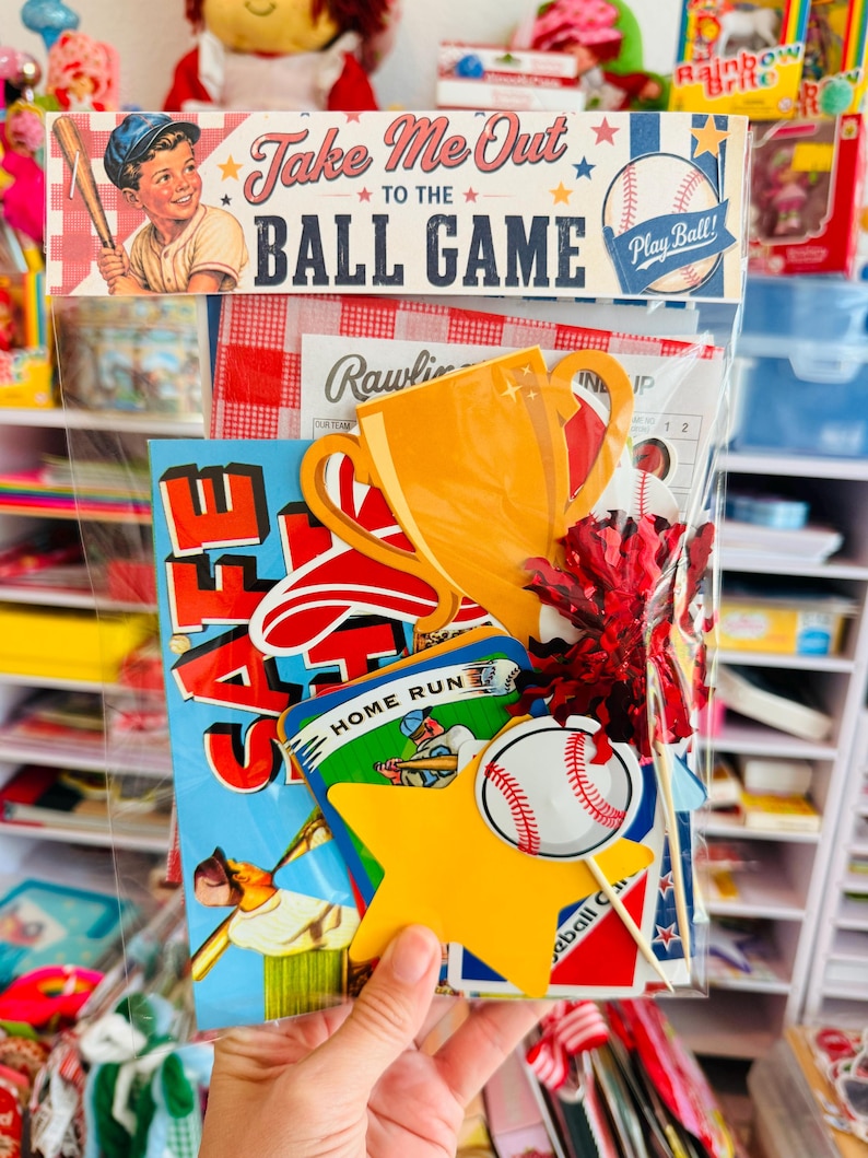 Neem me mee naar de honkbalwedstrijd - Junk Journal Kit | Americana Baseball Ephemera Pack afbeelding 1