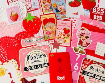 Vintage Strawberry Shortcake Valentine’s Day Junk Journal Kit | February Valentine Ephemera