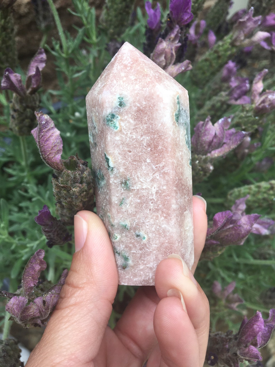 Pink amethyst/Green Moss Agate Tower Pink amethyst moss agate | Etsy