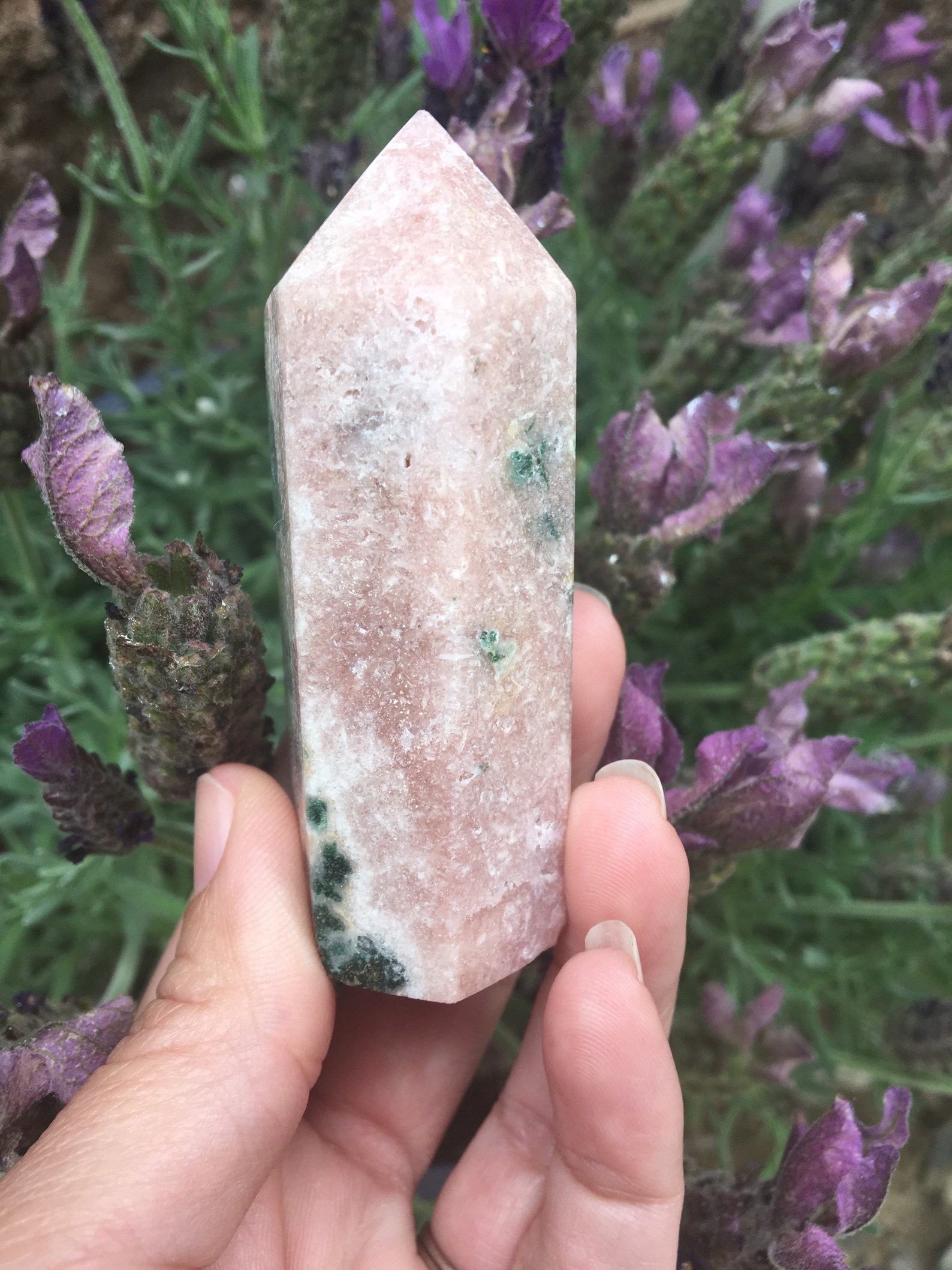 Pink amethyst/Green Moss Agate Tower Pink amethyst moss agate | Etsy