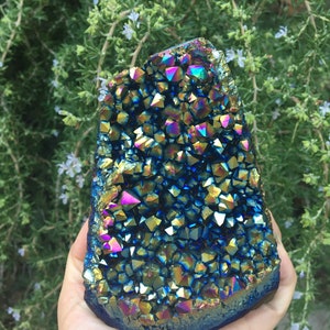 Druzy Titanium Aura Amethyst cutbase cluster