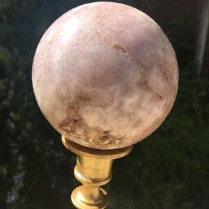Pink amethyst sphere, druzy pink amethyst sphere and vintage candle holder(discounted because of rough patch)