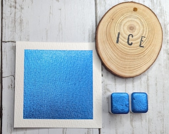 Ice -  Handmade Metallic Watercolour - Calligraphy Ink -  Watercolor - Advent Calendar Colour – Bright Blue Shimmer Mica Paint