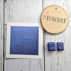 ミッドナイト - 手作りメタリック水彩 - カリグラフィーインク - 水彩 - アドベントカレンダーカラー - ダークパープルブルーマイカペイント