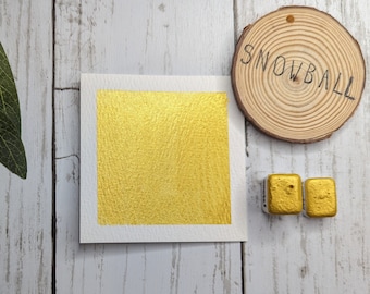 Snowball -  Handmade Metallic Watercolour - Calligraphy Ink -  Watercolor - Advent Calendar Colour – Bright Yellow Shimmer Mica Paint