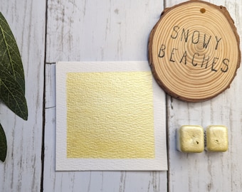 Snowy Beaches -  Handmade Metallic Watercolour - Calligraphy Ink -  Watercolor - Advent Calendar Colour - Light Pastel Yellow Mica Paint