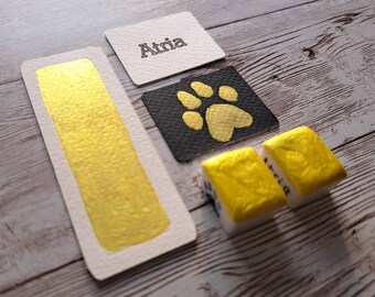 Atria - Handmade Metallic Watercolour Paint, Shimmer Watercolour, Handletter, Calligraphy Ink, Yellow Golden Shimmer Watercolor
