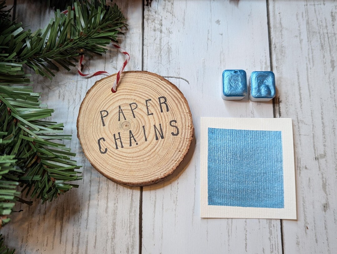 Paper Chains: Handmade Light Blue Mica Watercolour Paint Calligraphy ...