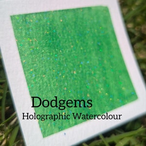 Dodgems - Acuarela holográfica hecha a mano con brillo metálico - Pintura holográfica - Aquarelle Shiny Shimmer Iridiscente Holo - Verde lima holográfico