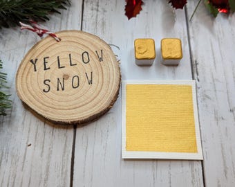 Yellow Snow -  Handmade Metallic Watercolour - Calligraphy Ink -  Watercolor - Advent Calendar Colour - Mustard Colour Mica Paint Metallic