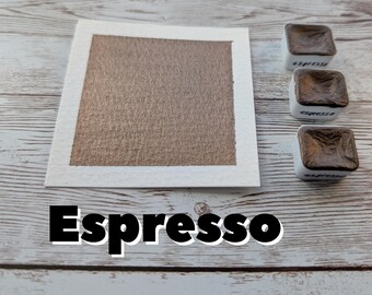 Espresso - Handmade Metallic Watercolour Paint Dark Rich Brown Shimmer Aquarelle