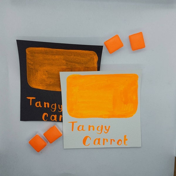 Tangy Carrot - Handgemachtes Neon Aquarell - Handgemachtes mattes Aquarell - Handlettering Paint - Kalligraphie Tinte - Orange Neon Aquarell