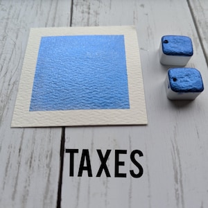 Taxes -  Handmade Metallic Holographic Watercolour - Calligraphy Ink - Watercolor Shimmer Aquarelle - Blue Silver Shimmer Watercolour Paint