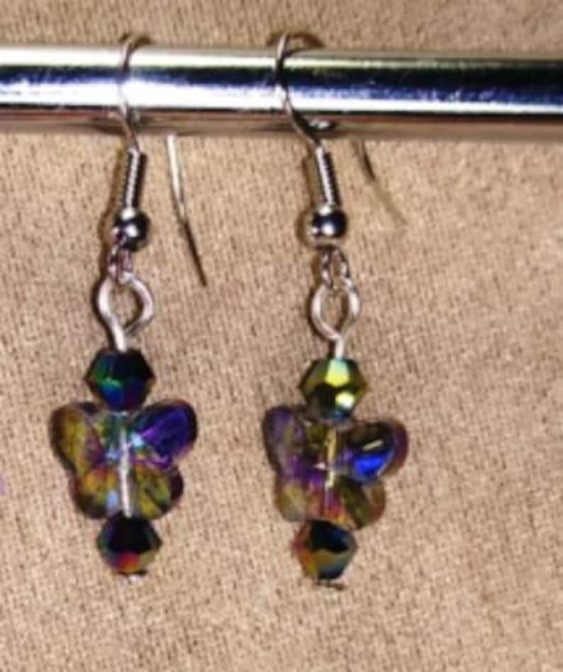 made with nickel freehypoallergenic hooks. crystal butterflies Lightweight Earrings