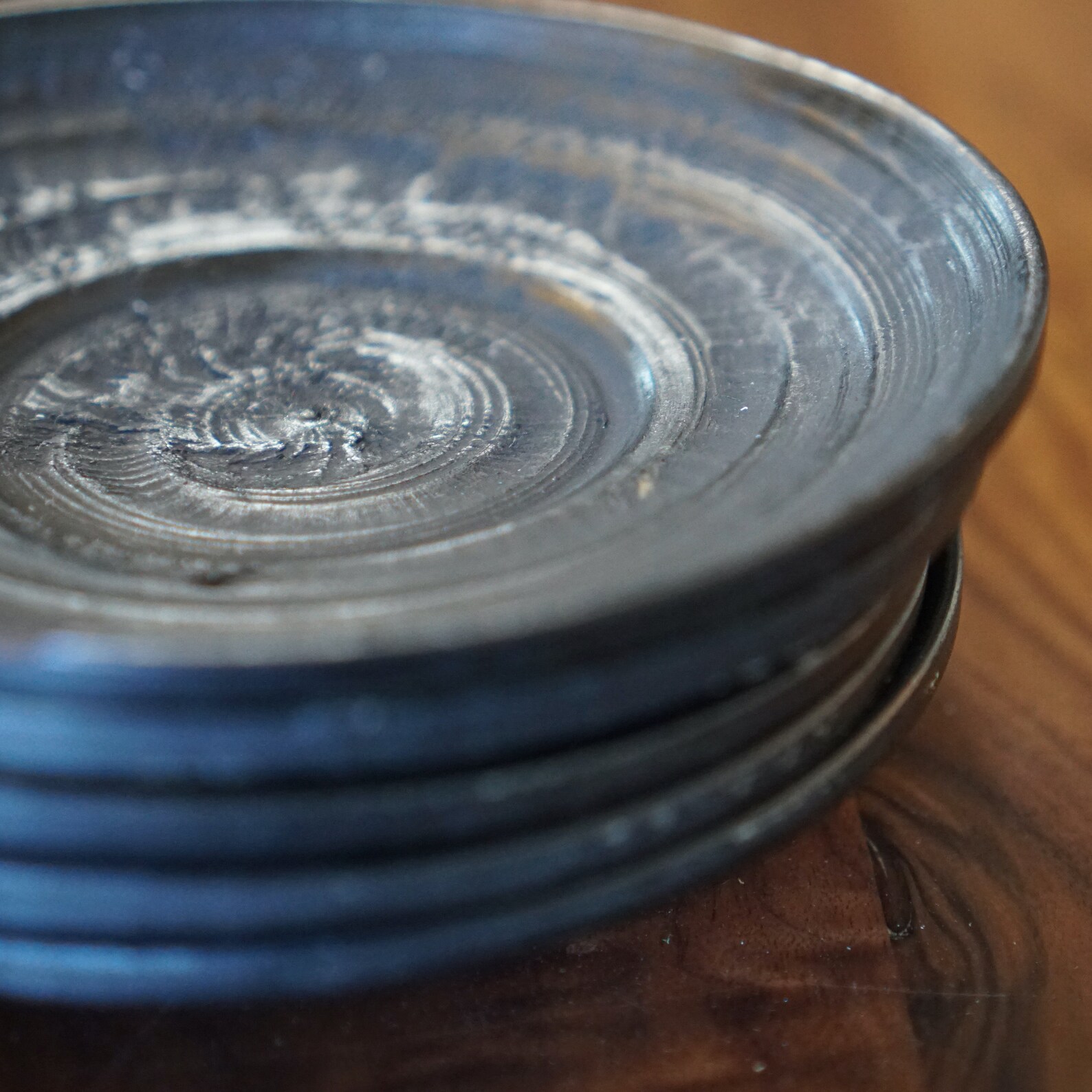 Wood Carved Saucers Set of 5 Etsy