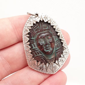 SALE Antique Solid Silver Pharaoh Pendant Amethyst Paste Cameo Egyptian Revival Art Deco Necklace Egypt 1920s Vintage Womens Jewellery