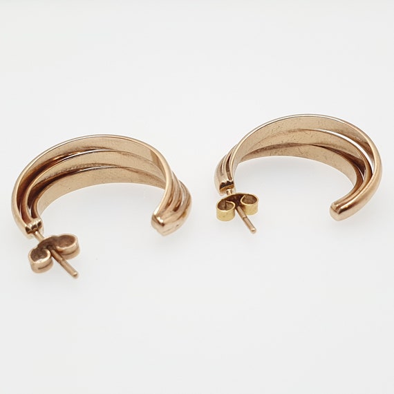Vintage 9ct 375 Gold Hoop Earrings Heavy Chunky S… - image 7