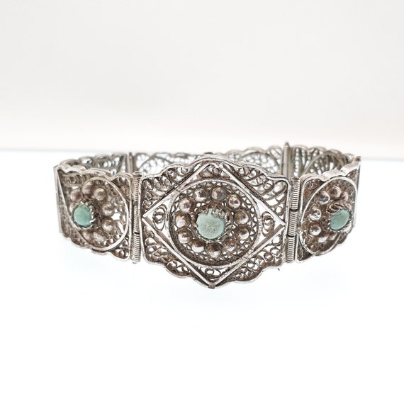 Old Vintage Solid Silver Egyptian Filigree Bracele