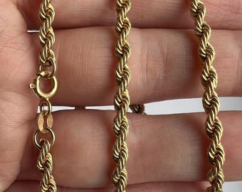 ヴィンテージ 9カラット イエローゴールド ロープ ツイスト チェーン