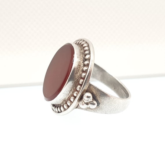 Vintage Sterling Silver Carnelian Ring Indian Sig… - image 5