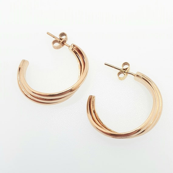 Vintage 9ct 375 Gold Hoop Earrings Heavy Chunky S… - image 6