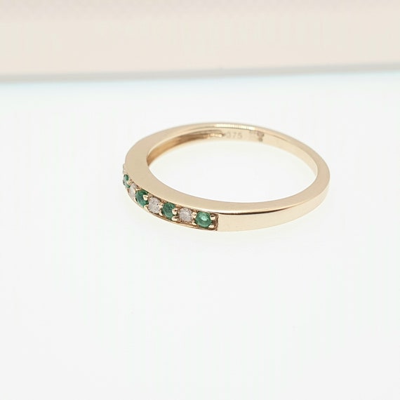 Retro 9k 375 Gold Emerald Ring Diamond Stacker St… - image 5