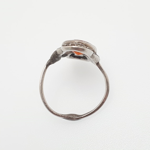 Antique Art Deco Solid Silver Citrine Paste Ring … - image 7