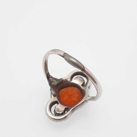 Antique Art Deco Solid Silver Citrine Paste Ring … - image 5