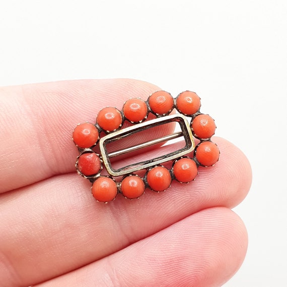 Antique 9ct Gold Coral Brooch Solid 9k 375 S… Gem