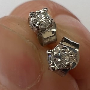 Hallmarked 18ct White Gold 0.2 carat Diamond ear Stud Earrings New Solid 18k Genuine Gemstone Small Cute Dainty Womens mens unisex Jewelry